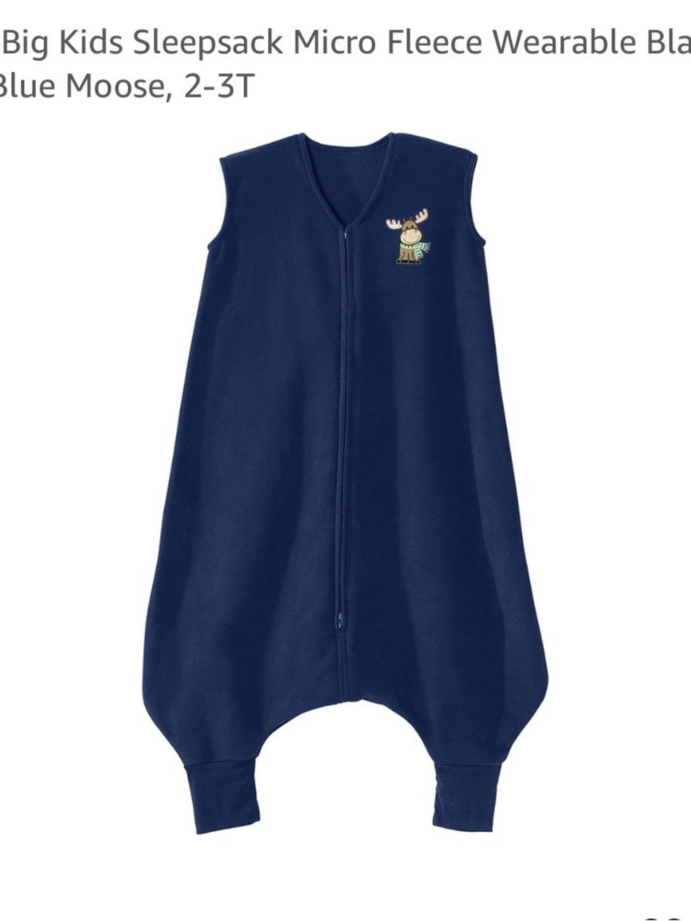 HALO Big Kids Sleepsack Micro Fleece Wearable Blanket, Navy Blue Moose, 2-3T